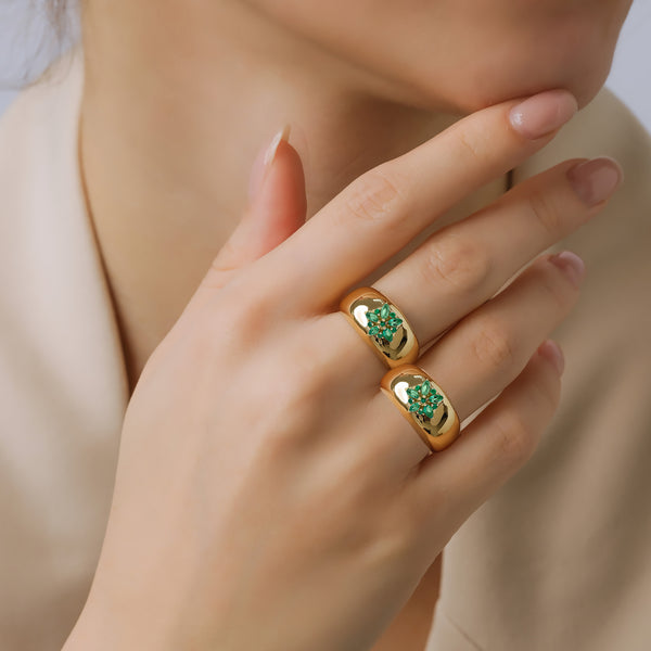 Fleur Sparkle Emerald Ring