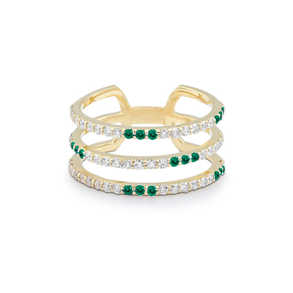 Artisia Triple Bar Ring - Emerald