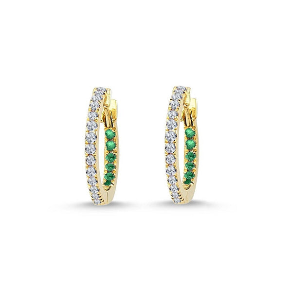 GFG Jewellery Earrings Claire Huggie Hoops - Diamonds & Emeralds
