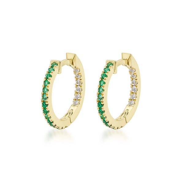 Claire Huggie Hoops - Emeralds and White Sapphires